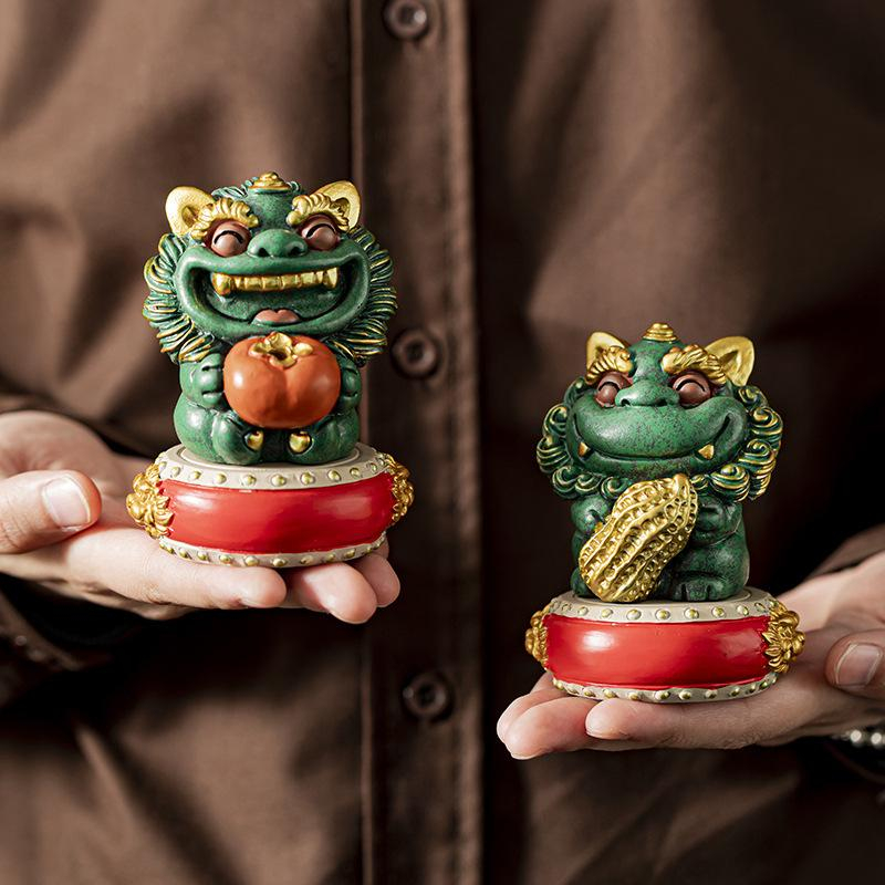 Blue Sandstone Lion Ornament -