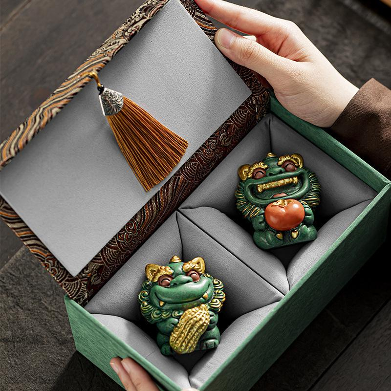 Blue Sandstone Lion Ornament -