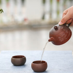 He Wei Gui Ningxia Pottery Tea Set: Teapot with 2 Cups (Customizable)